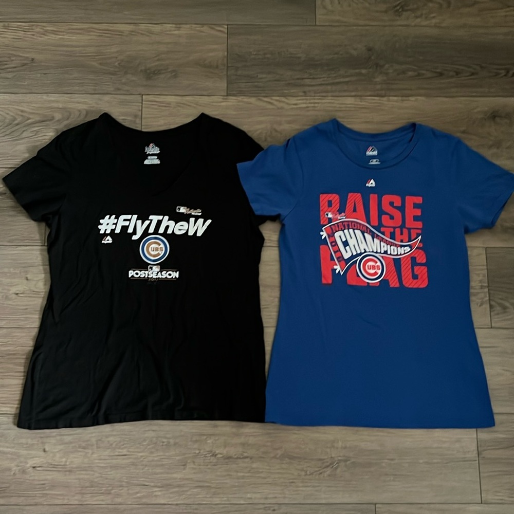 Chicago Cubs Women's Baseball 2016-17 V-Neck Blue/Black T-Shirt Bundle Size L-XL